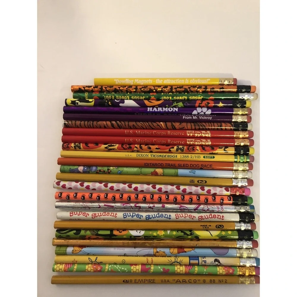 Mixed Vintage Novelty Pencils Lot 24ct Multicolor Excellent Dixon Empire Disney